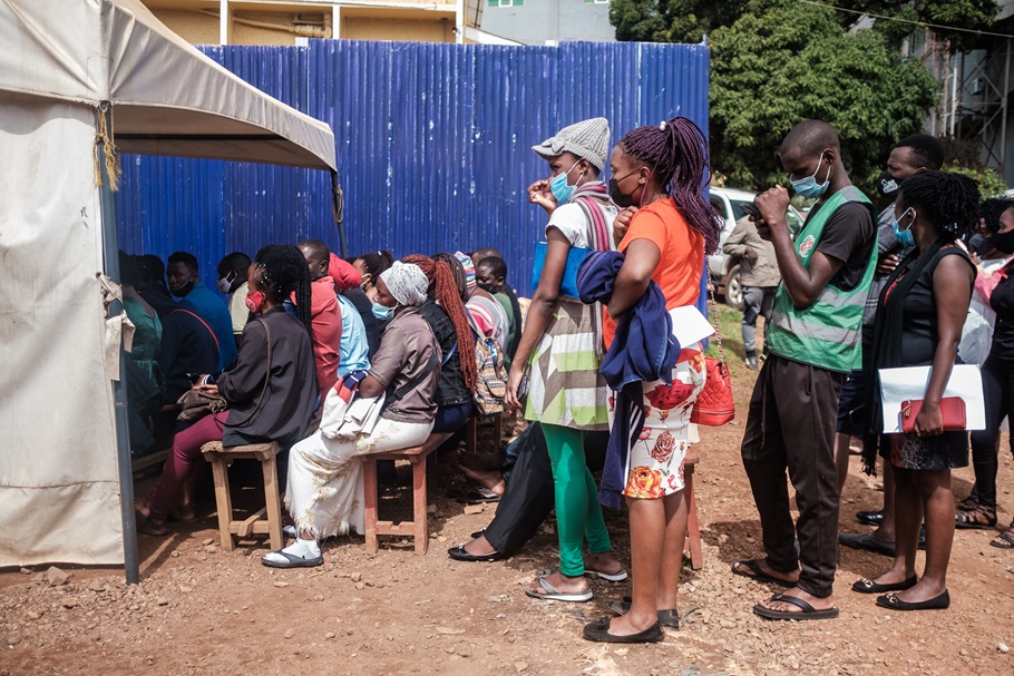 The COVID-19 vaccination campaign at the Makerere University Hospital in Kampala, Uganda, on January 19, 2022.