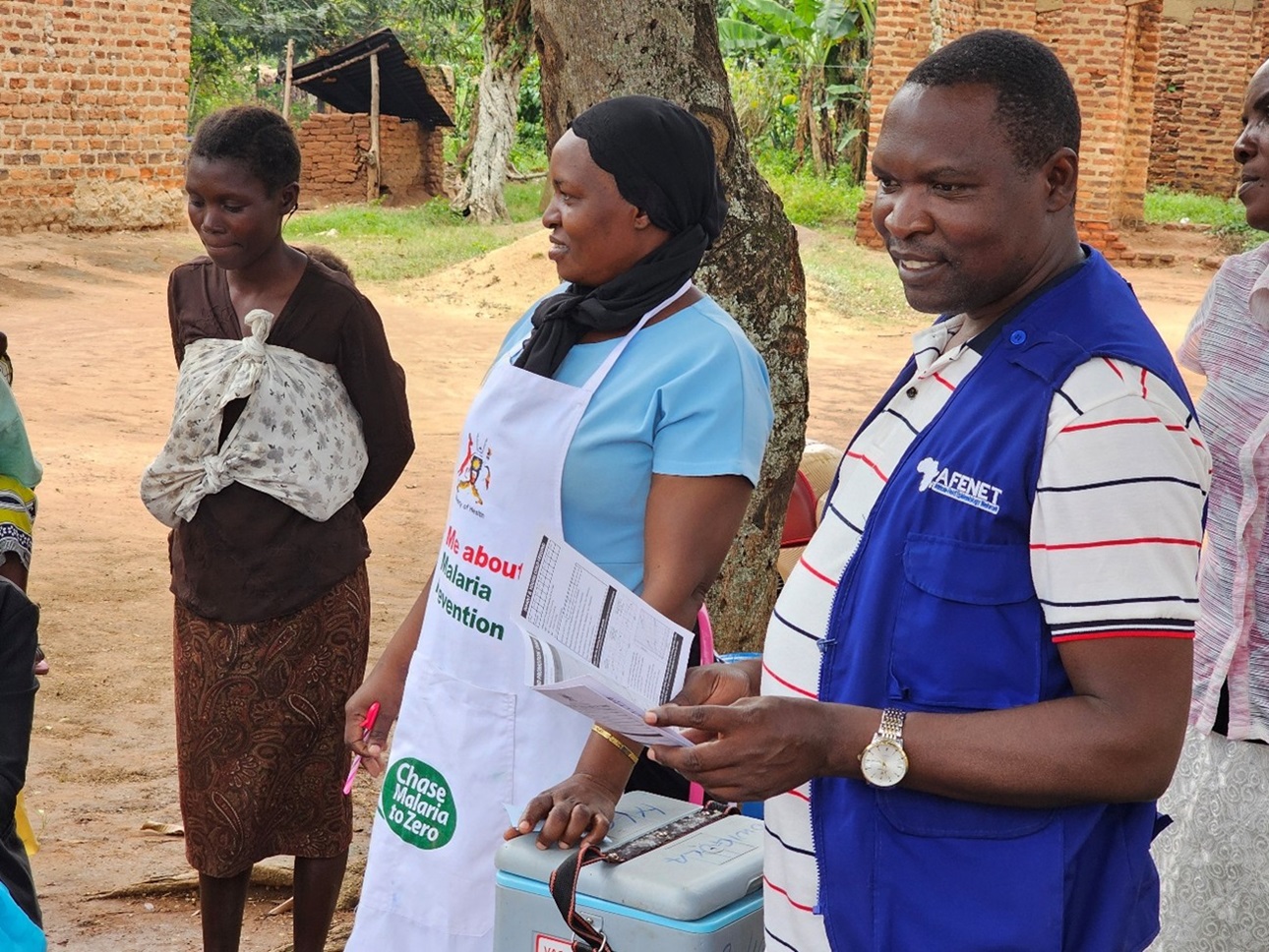 Dr. John Kamulegeya supporting malaria reduction efforts in Uganda.