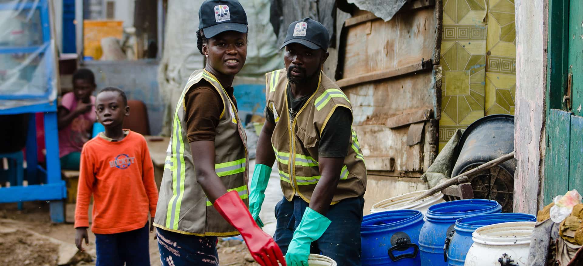 Safisana workers at the main recycling plant in Accra.