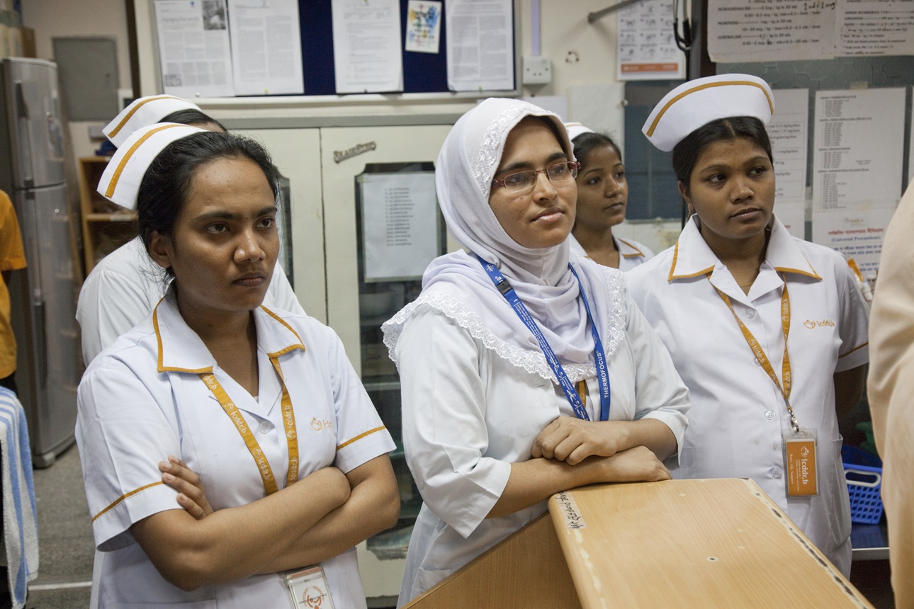 Nursing staff in the ICU at ICDDR,B's Dhaka Hospital.
