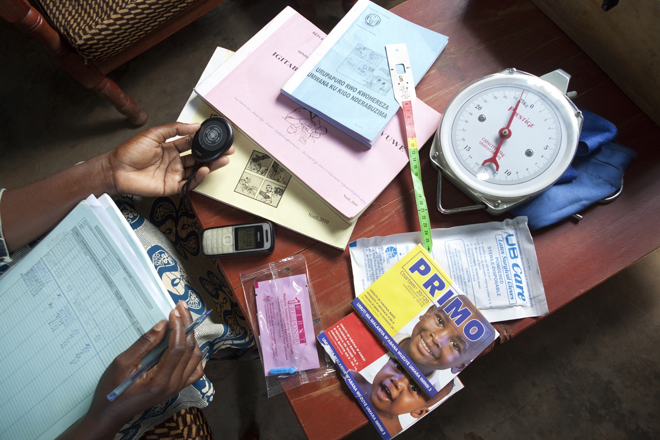 Community Health Worker Angelique Uzamukunda (34) prepares to make her daily rounds in the village of Rumyongza, Rwanda on December 12, 2011.