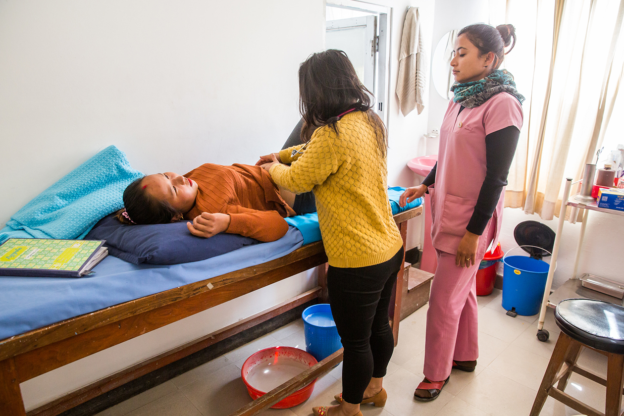 A Nepalese mother seeks antenatal care during her pregnancy.