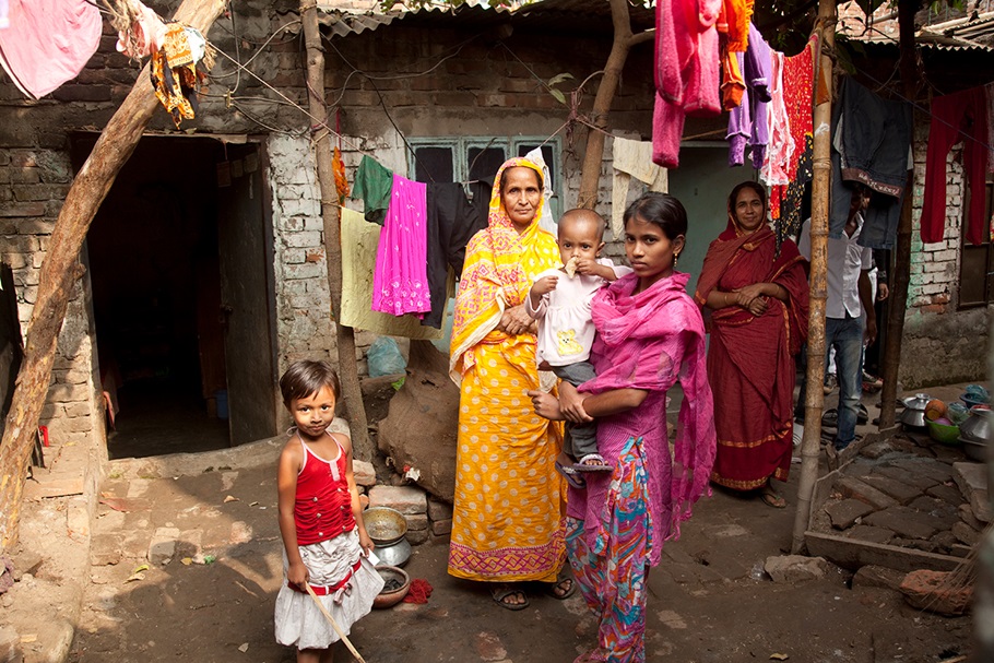 One of the families taking part in a pneumococcal disease burden study in Bangladesh.